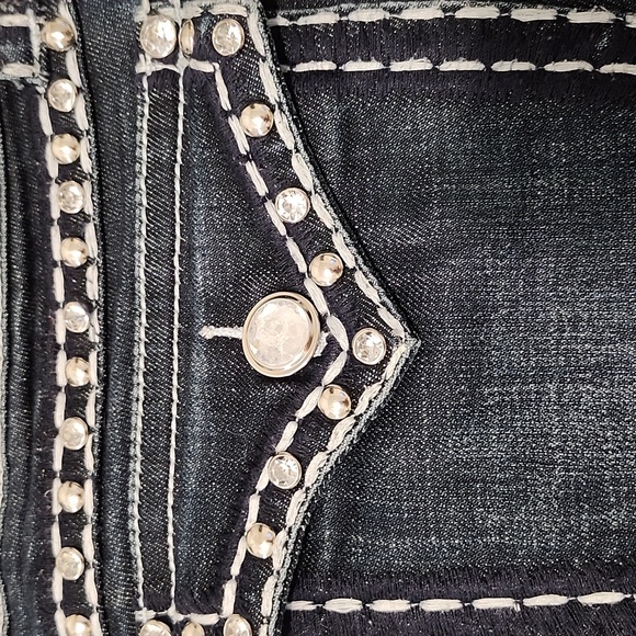 L.A. Idol Women's Boot Cut Jeans - Dark Blue with White Accents - Picture 7 of 11